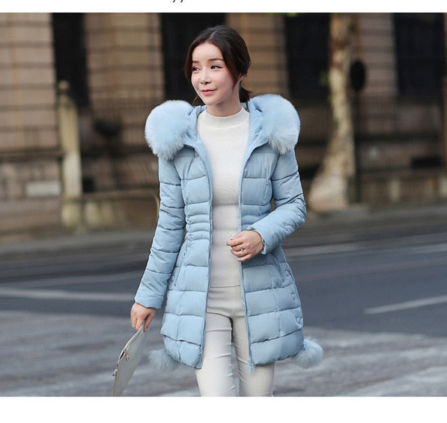 Women's Faux Fur Hooded Quilted Winter Parka Jacket - Image 9
