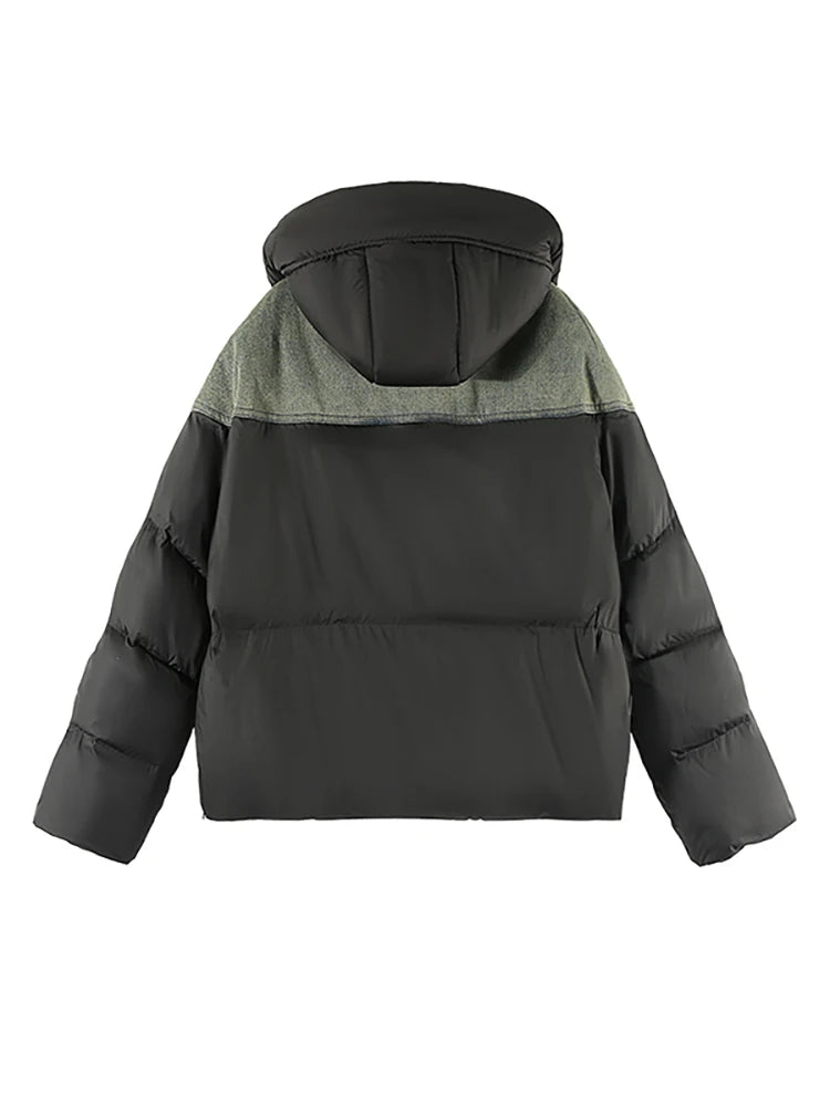 Women's Harajuku Patchwork Denim & Puffer Hooded Jacket - Image 3