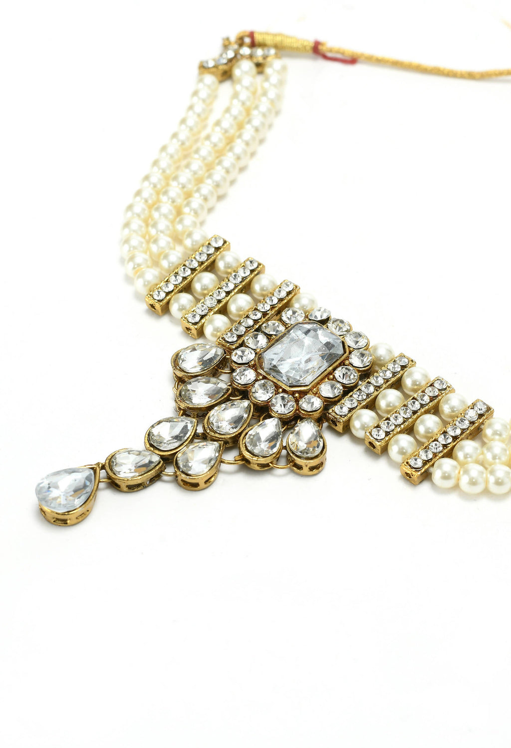 Gold-Polished Brass Kundan Stone Choker Necklace for Women