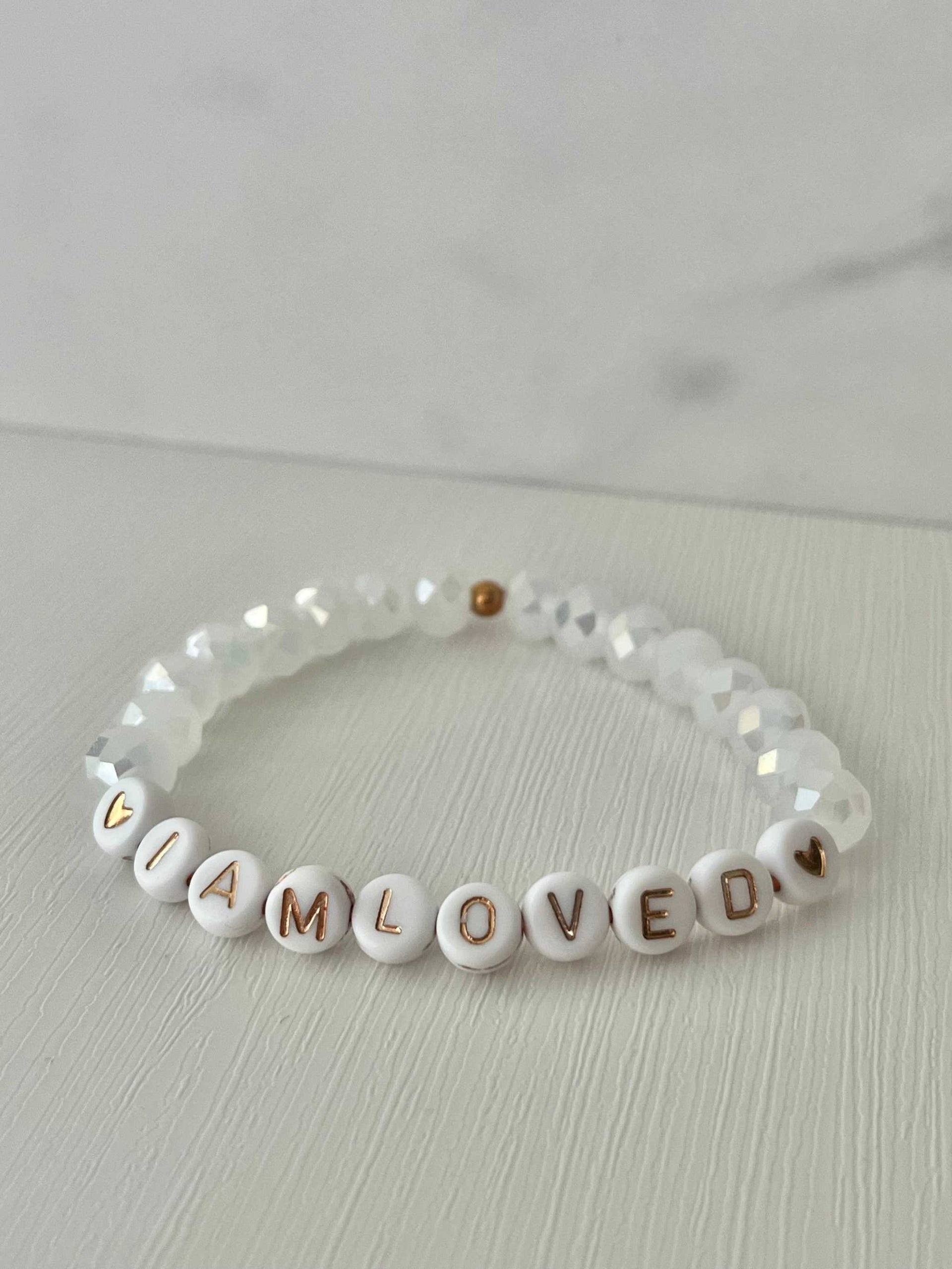 I Am Loved Pink Opal and White Bead Bracelet – Christian Jewelry