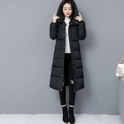 Japanese Harajuku Style Long Hooded Cotton Puffer Parka - Image 2