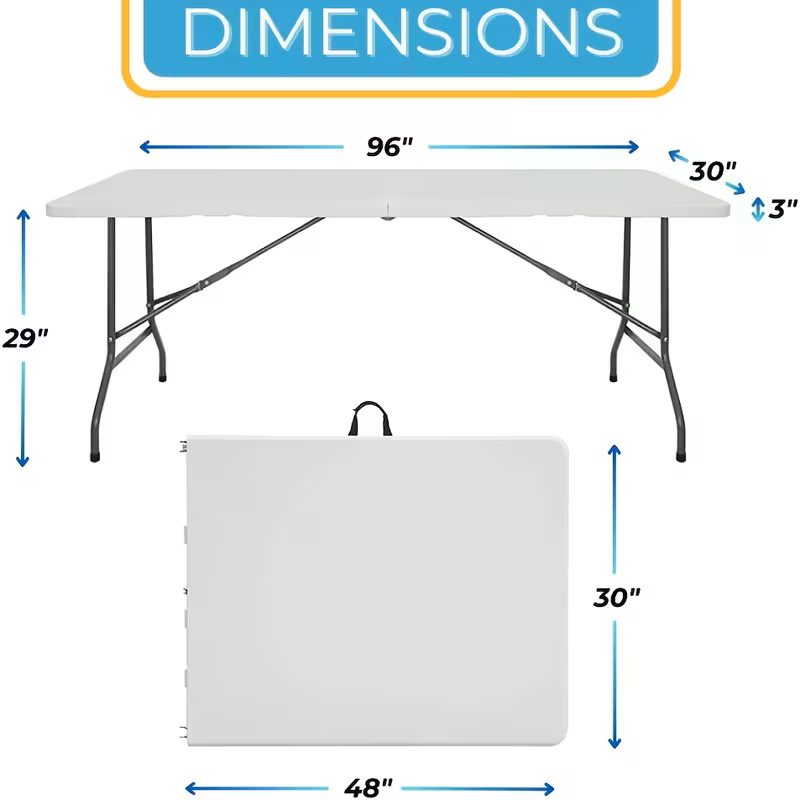 Portable Folding Table 4ft and 6ft Utility Table for Dining