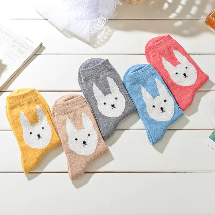 Women's Thick Wool Blend Winter Socks with Heart and Diamond Prints - Image 9