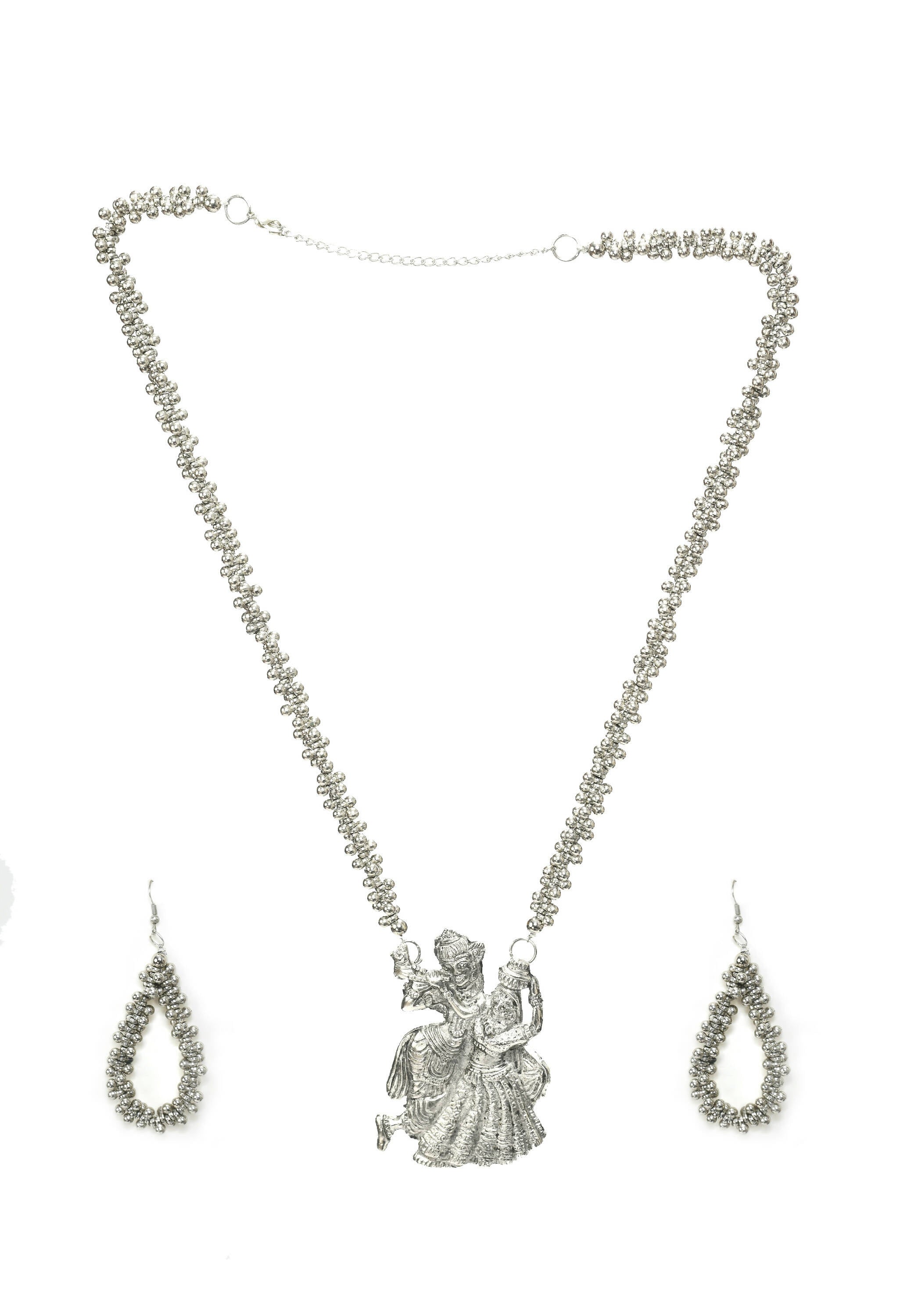 Radha Kishan Oxidised Silver-Plated Long Necklace for Women