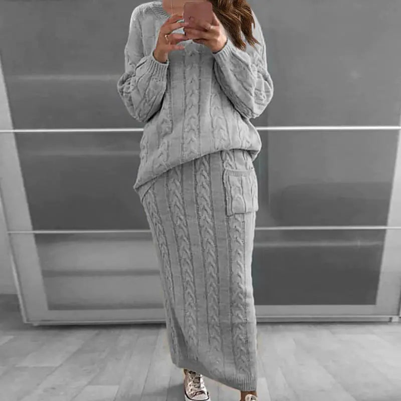 Autumn Winter Women's Fashion Sweater Dress Set