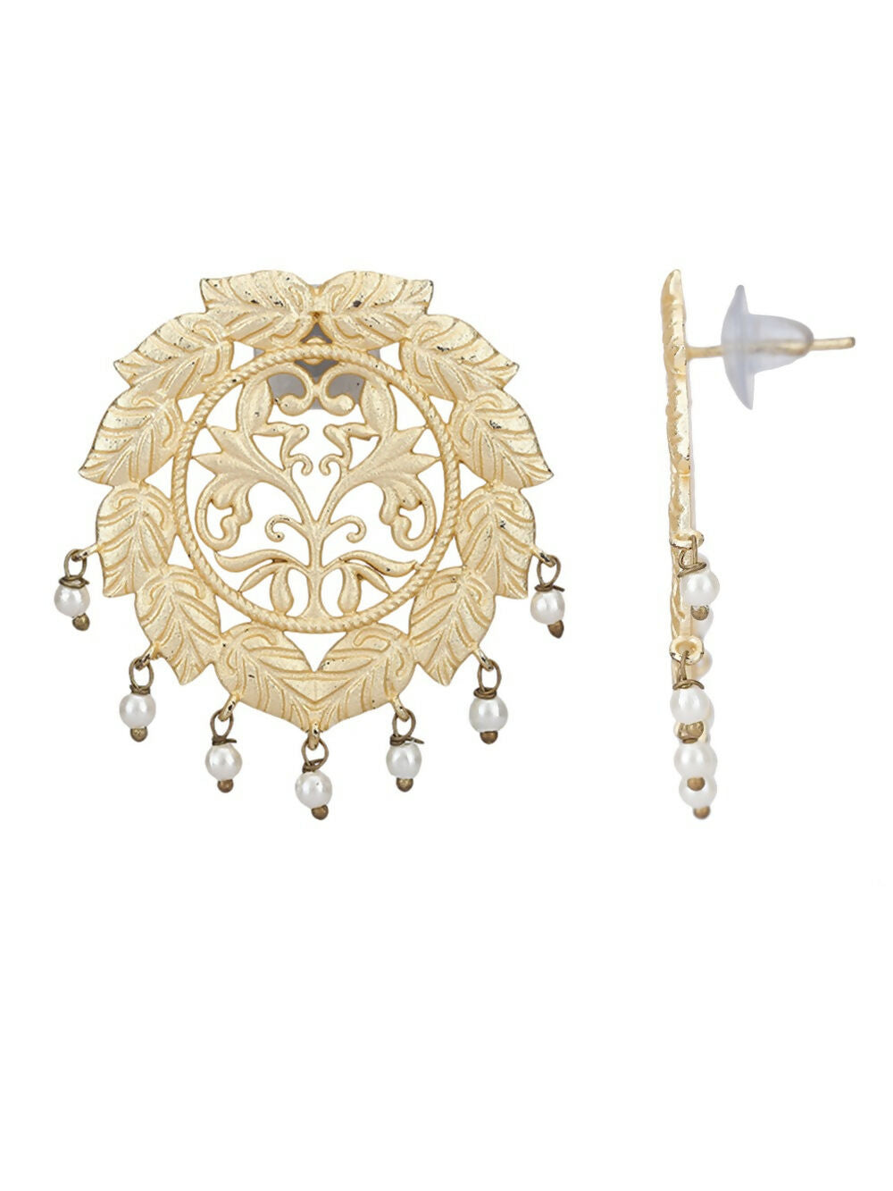 Handcrafted Matte Gold Statement Earrings for Women