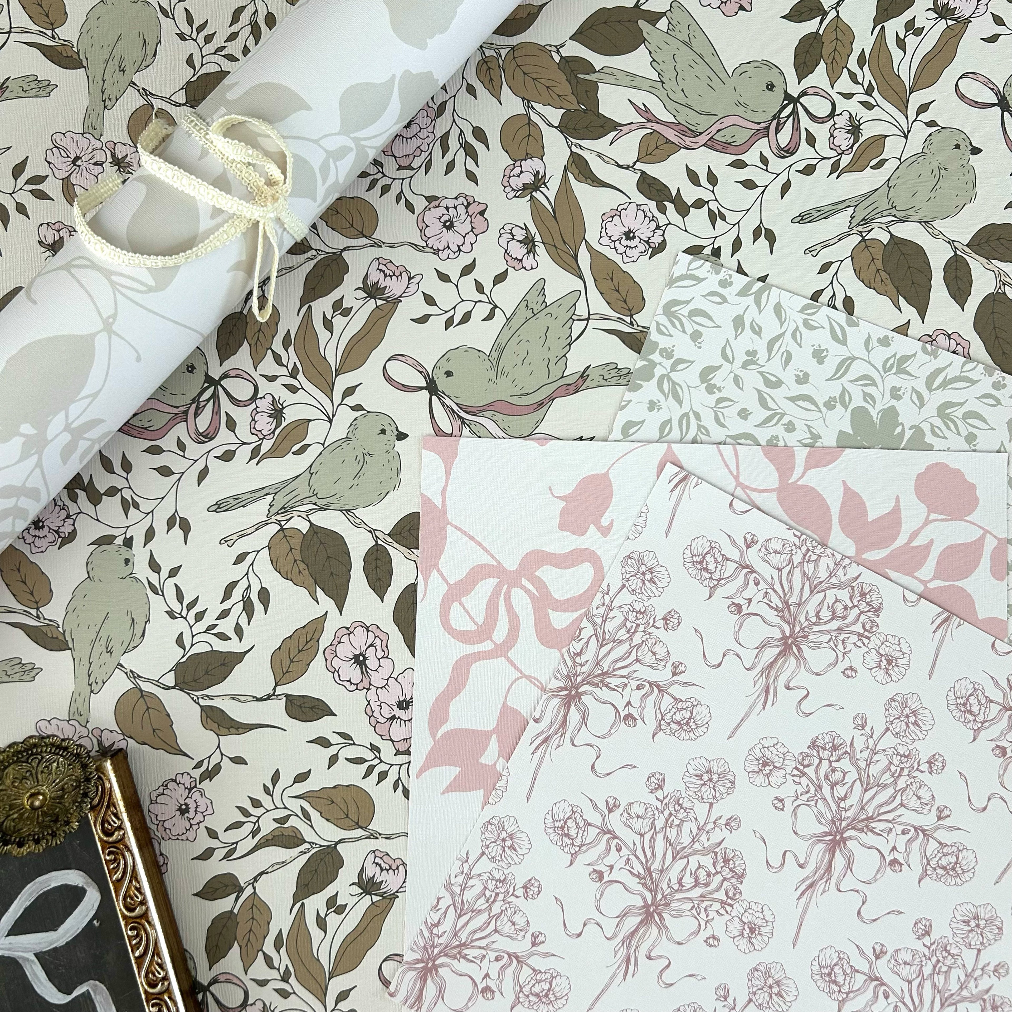 Lilla Floral Wallpaper: Cottagecore Sage-Green Nursery Decor