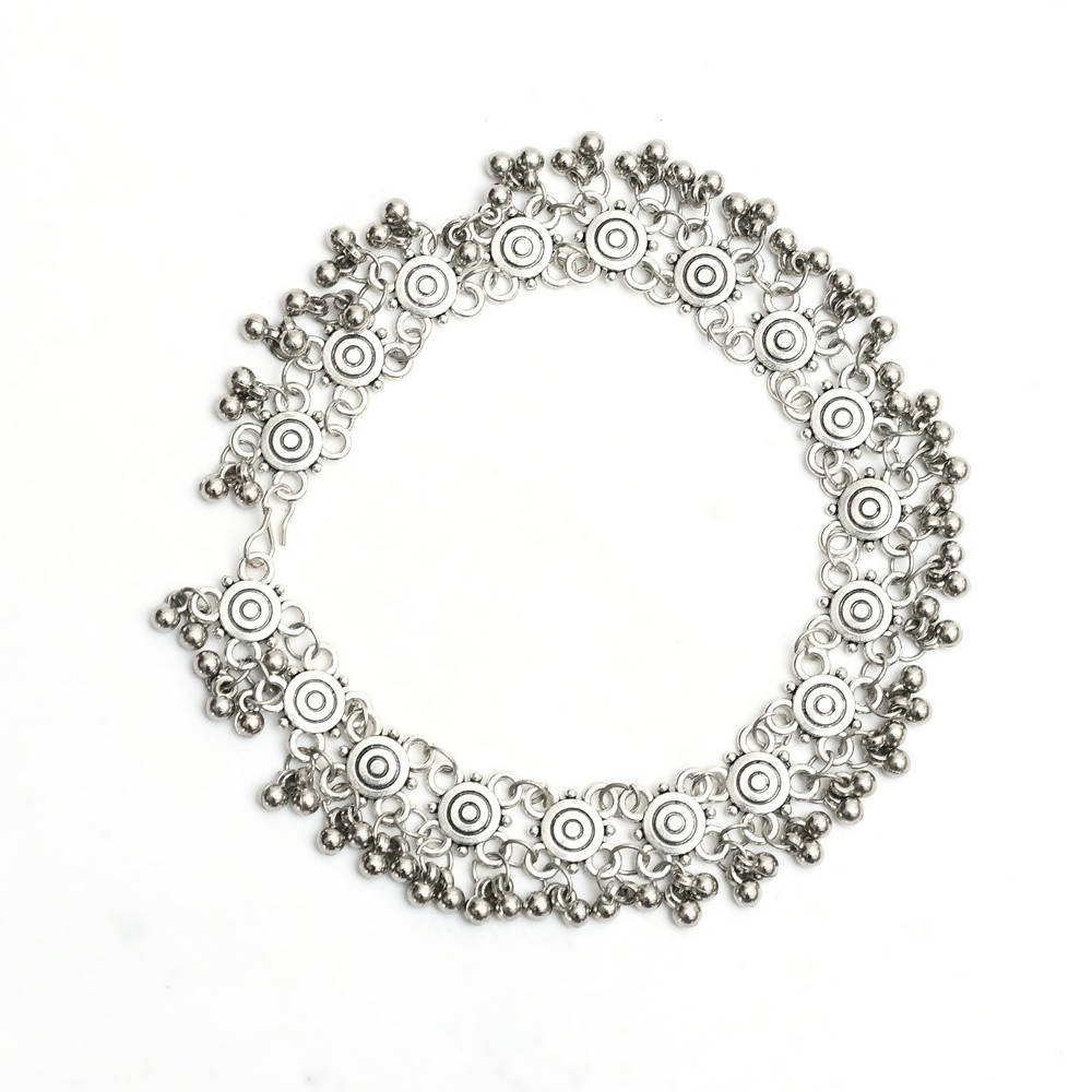 Oxidised Silver Bridal Anklets – Intricate Traditional Design