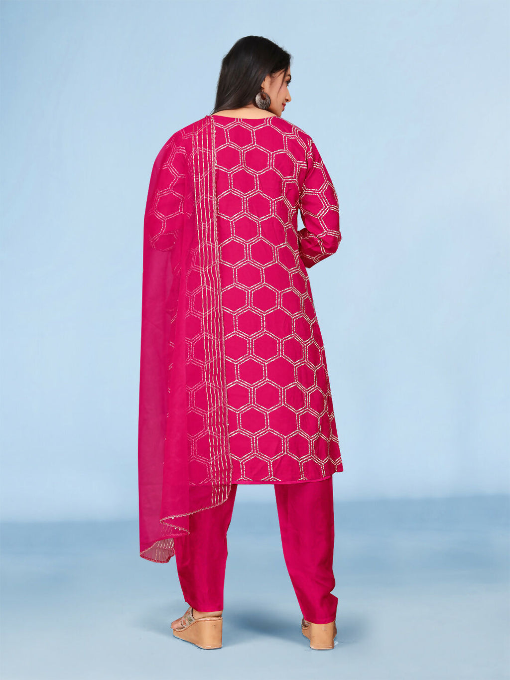 Rani Premium Pure Viscose Dola Silk Handwork Kurta Set with Dupatta