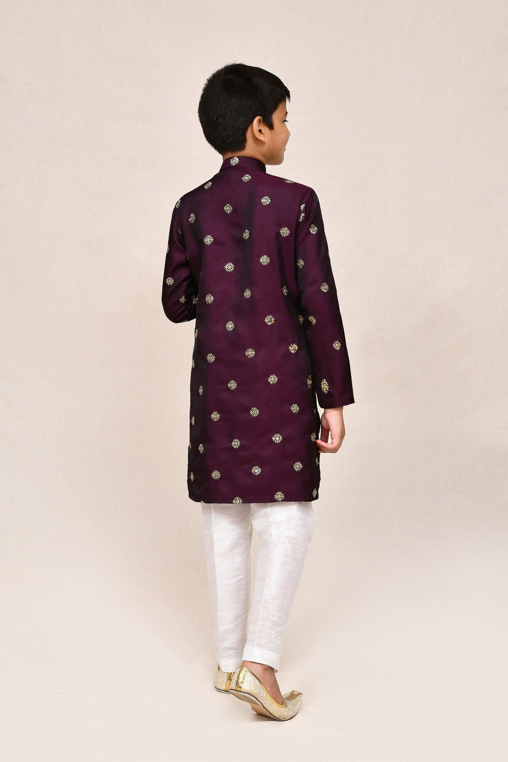 Magenta Satin Silk Kurta Set with Straight Fit Pants