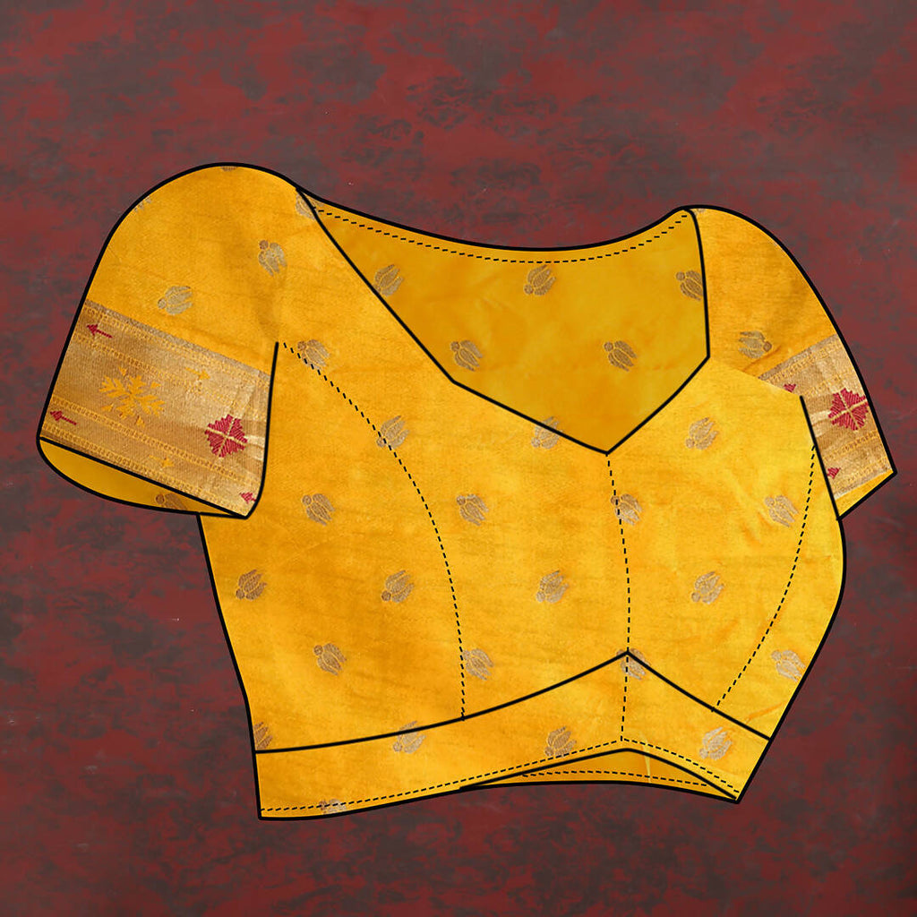 Gold Soft Paithani Silk Saree with Gold Zari Meenakari Weaving