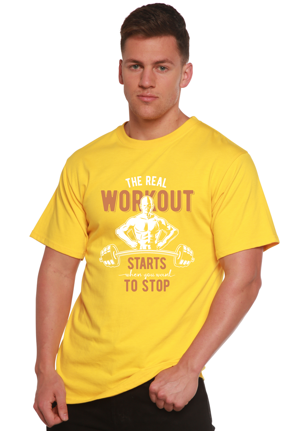 The Real Workout Men's Bamboo Viscose/Organic Cotton Short Sleeve Graphic T-Shirt