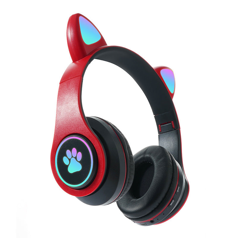 Kids Cat Ear Wireless Bluetooth Headphones with Safe Volume & LED