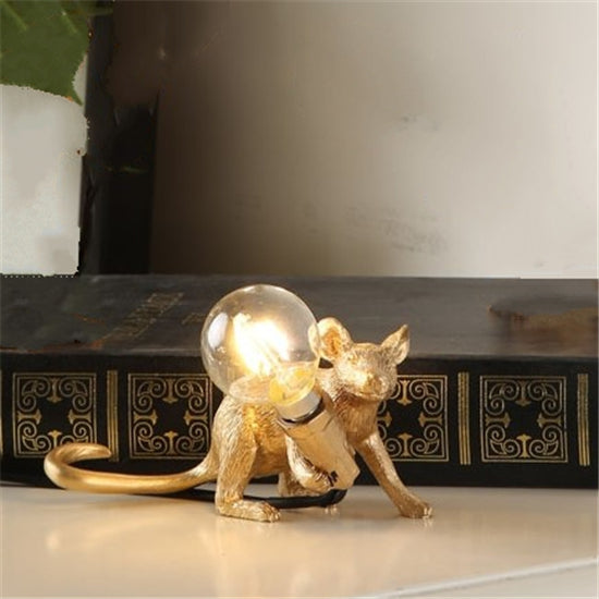 Whimsical Resin Mouse Table Lamp – Unique Decorative LED