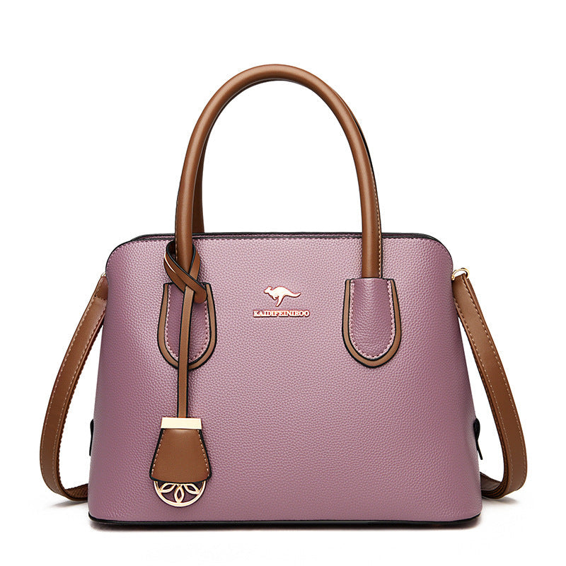Spacious Leather Diaper Tote Bag with Crossbody Strap for Parents