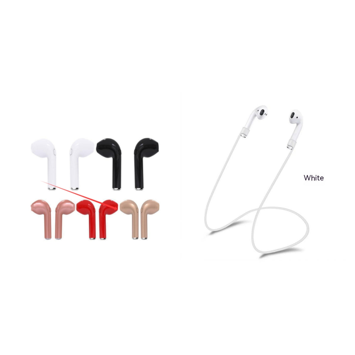 Wireless Bluetooth Earbuds with Charging Case - White, Red, Black