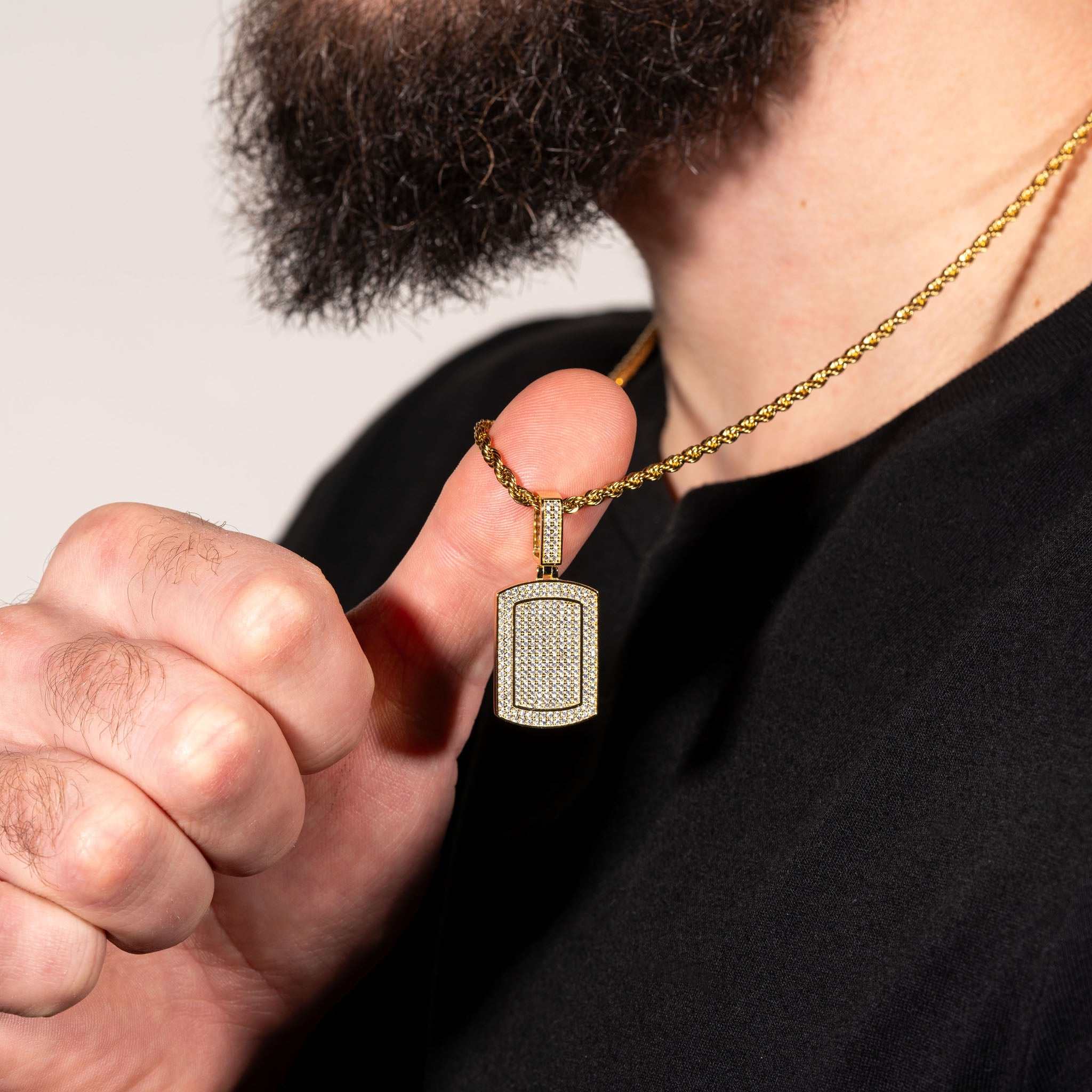 Dog Tag Pendant Hip Hop 925 Sterling Silver