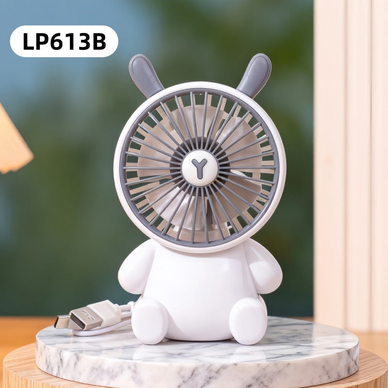 Cute Cartoon Bear Mini Desktop Fan - USB Rechargeable Handheld Fan