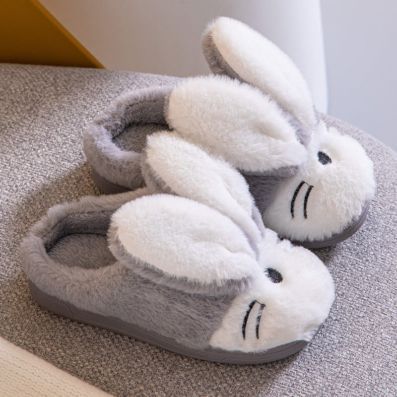 Kawaii Bunny Plush Slippers: Warm Fuzzy Faux Fur House Slides