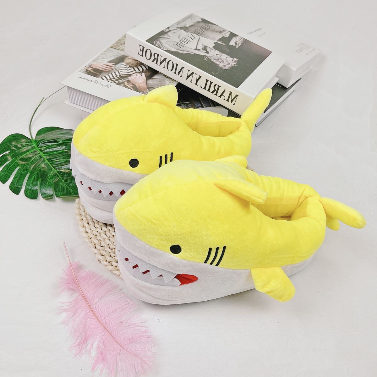 Women's Plush Shark Slippers - Cute Cartoon Winter Indoor Shoes
