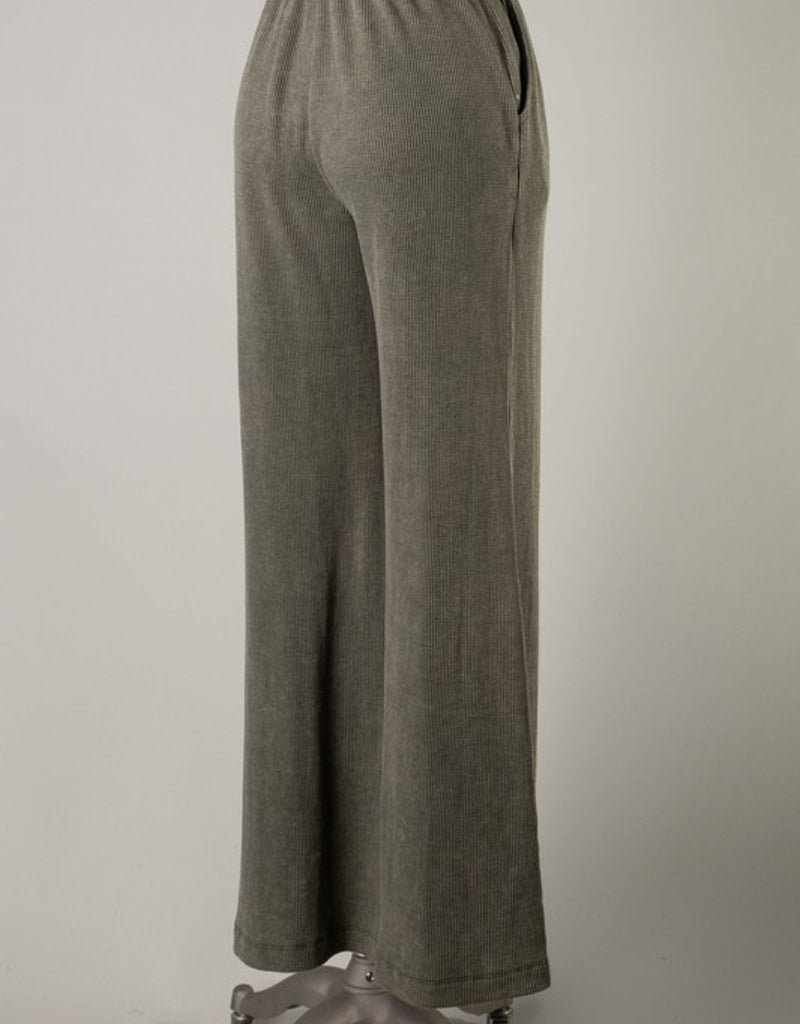 Mineral Wash Waffle Pants in Olive - Comfortable Textured Lounge