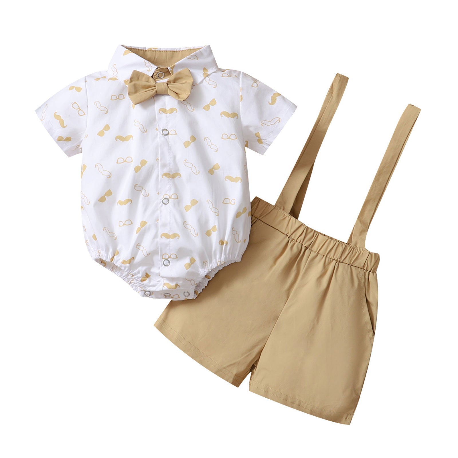 Baby Boys Formal Two-Piece Suspender Outfit with Bow Tie