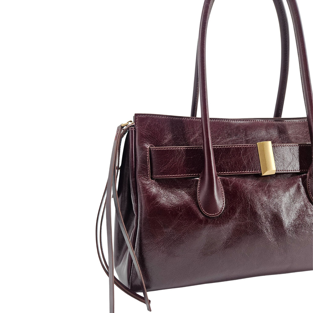Emeralda Burgundy Leather Shoulder Bag
