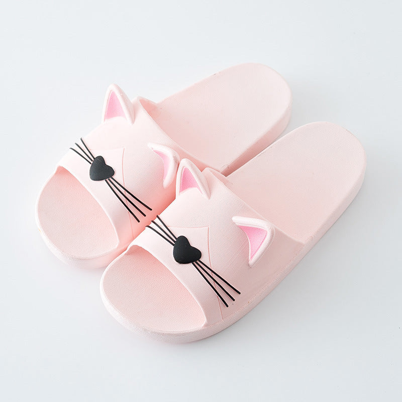 Women’s Kawaii Cat Platform Slide Sandals – Soft Sole Beach Slippers