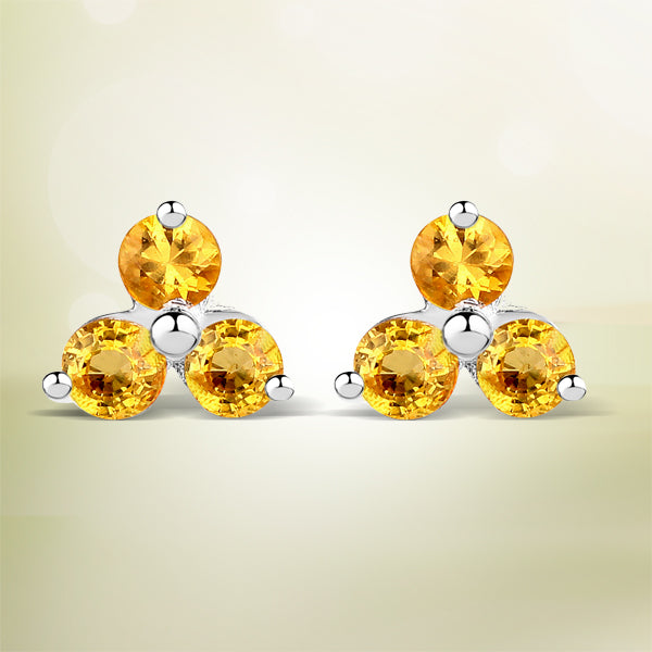 0.72 Carat Genuine Yellow Sapphire .925 Sterling Silver Earrings