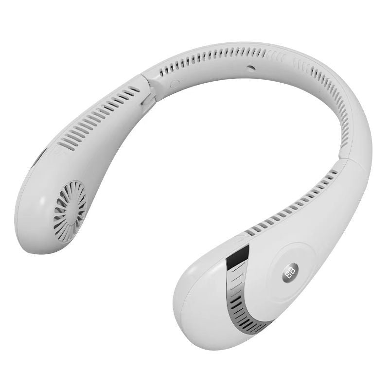 Leafless Portable Hanging Neck Fan with LED Display and 5 Speeds