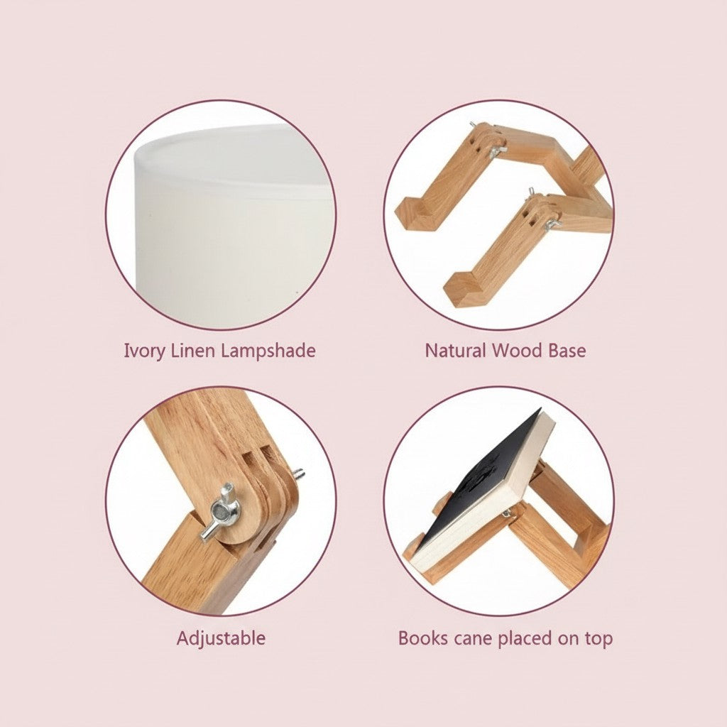 Modern Foldable Wooden Desk Lamp – Minimalist Adjustable Table Light