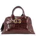 Niky Mid Brown Moc Croc Leather Mini tote Bag