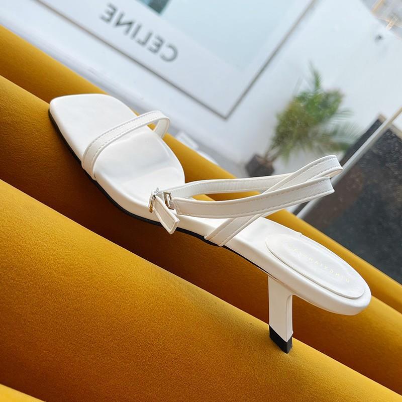Square Open Toe Mid Heel Slide Sandals for Women Chic Slip-On Pumps - additional view 43