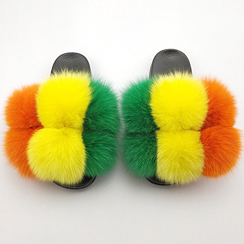 Women's Fluffy Faux Fur Open-Toe Maximalist House Slides