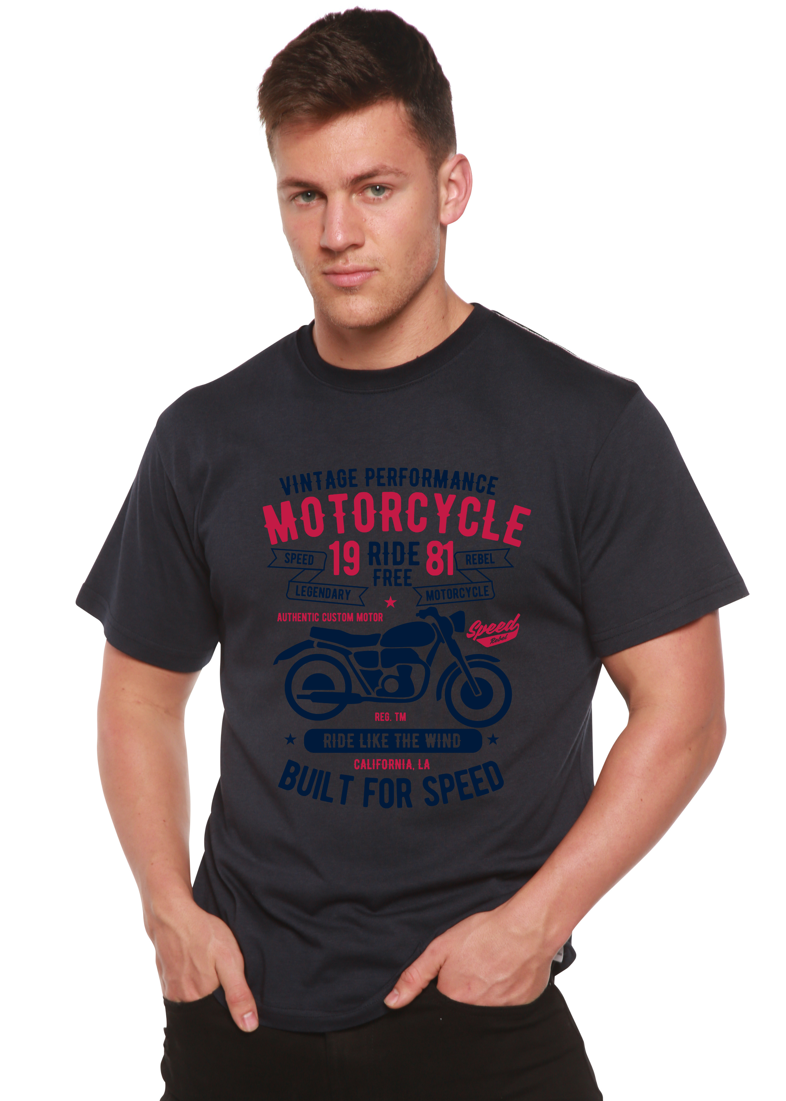 Motorcycle Ride Free Men's Bamboo Viscose/Organic Cotton Short Sleeve Graphic T-Shirt