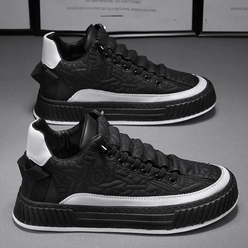 Men's thick-soled streetwear sneakers with abstract pattern design