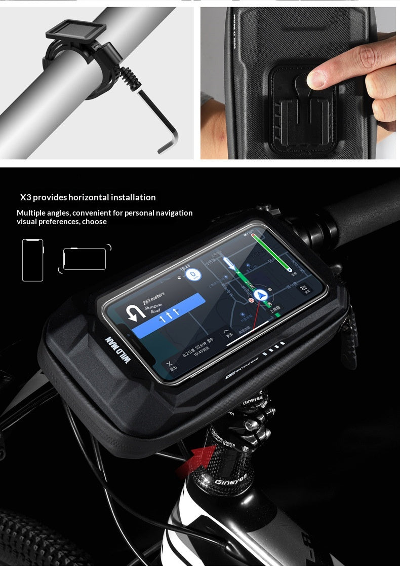 Waterproof Bicycle Front Frame Bag with Touchscreen Phone Mount