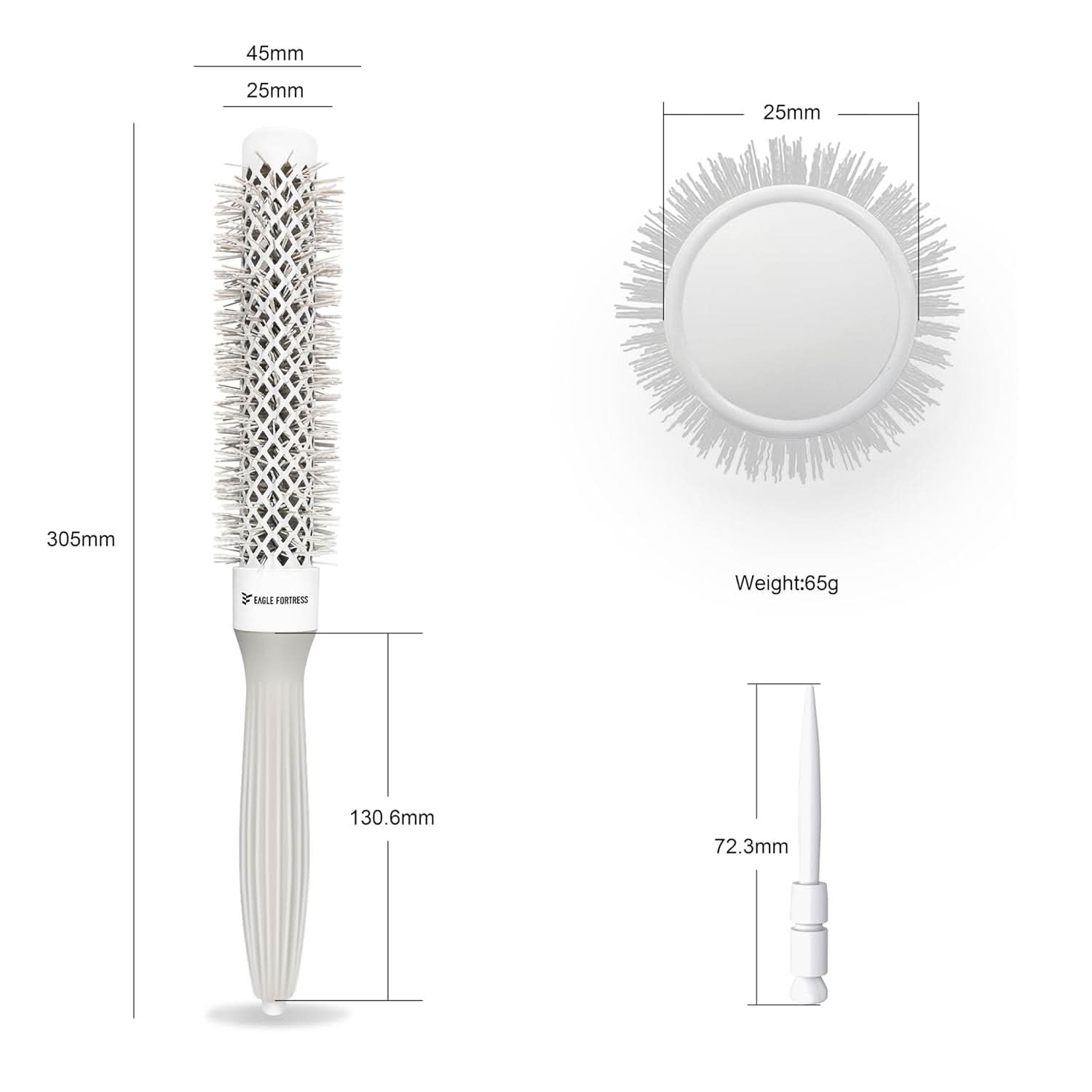 1.26in Ceramic Ionic Extended Barrel Round Hair Brush for Blowouts