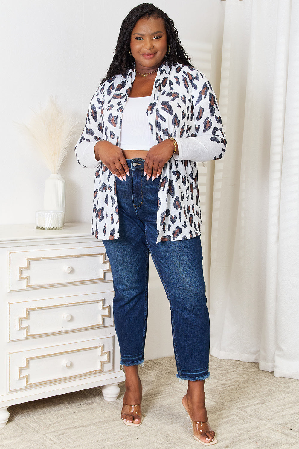 Leopard Print Long Sleeve Cardigan | Bold Statement Layer