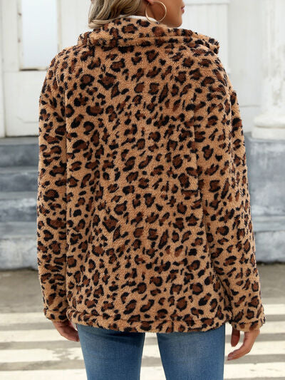 Women's Red Drop Shoulder Fuzzy Button-Up Jacket
