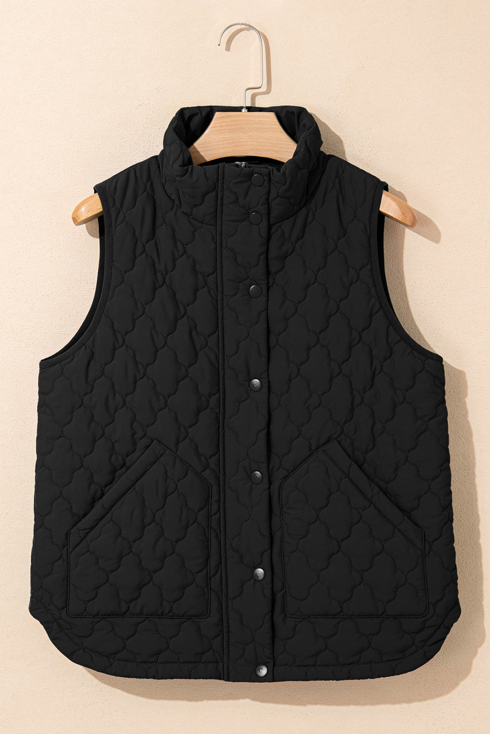 Women's Quilted Zip-Up Snap Button Vest - Relaxed Fit Outerwear