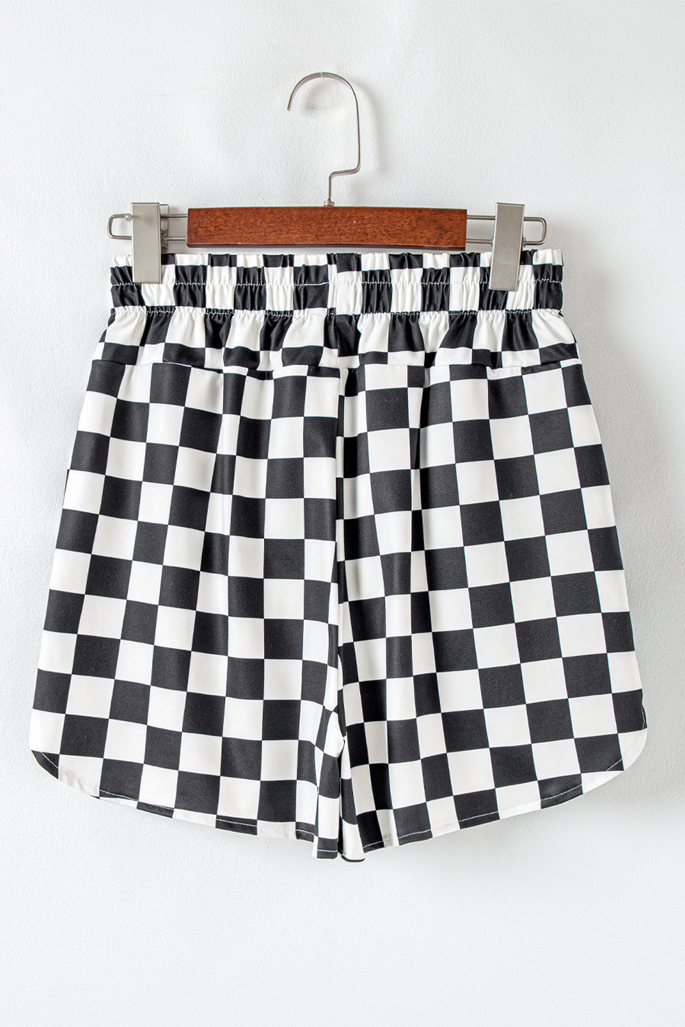 Checker High Waist Casual Shorts