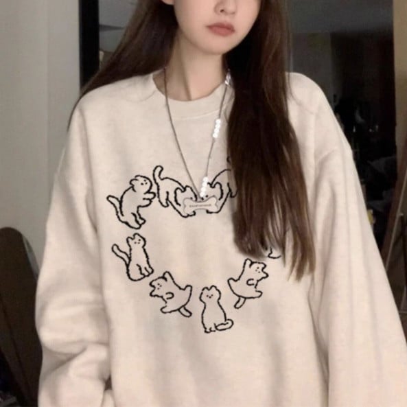 Casual Loose Slimming Round Neck Sweater