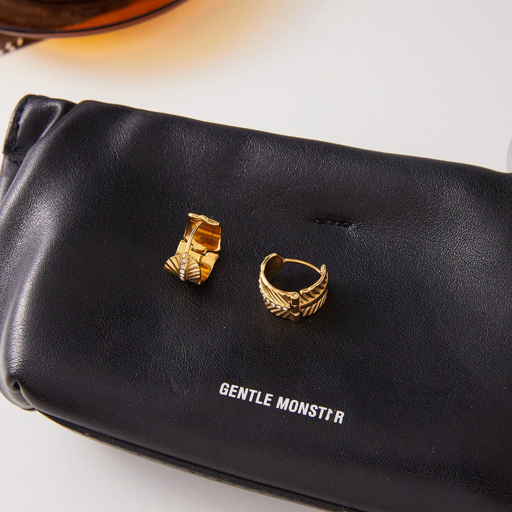 18K Gold Leaf Stud Earrings with Sparkling White Diamonds
