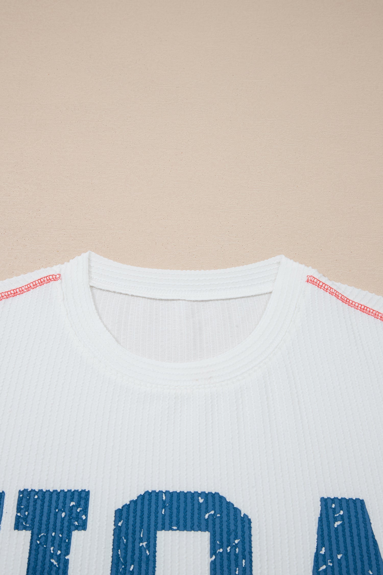 USA Graphic Corded Knit Short Sleeve Tee in Light Blue - Image 6