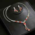 2026 New Fashion Accessories Red Water Drop Necklace Earrings Bridal Wedding Party Jewelry