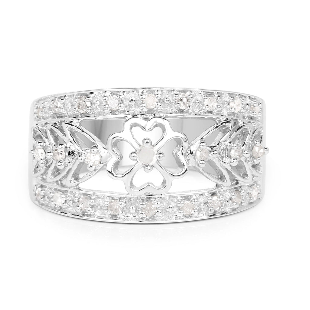 0.31 Carat Genuine White Diamond .925 Sterling Silver Ring