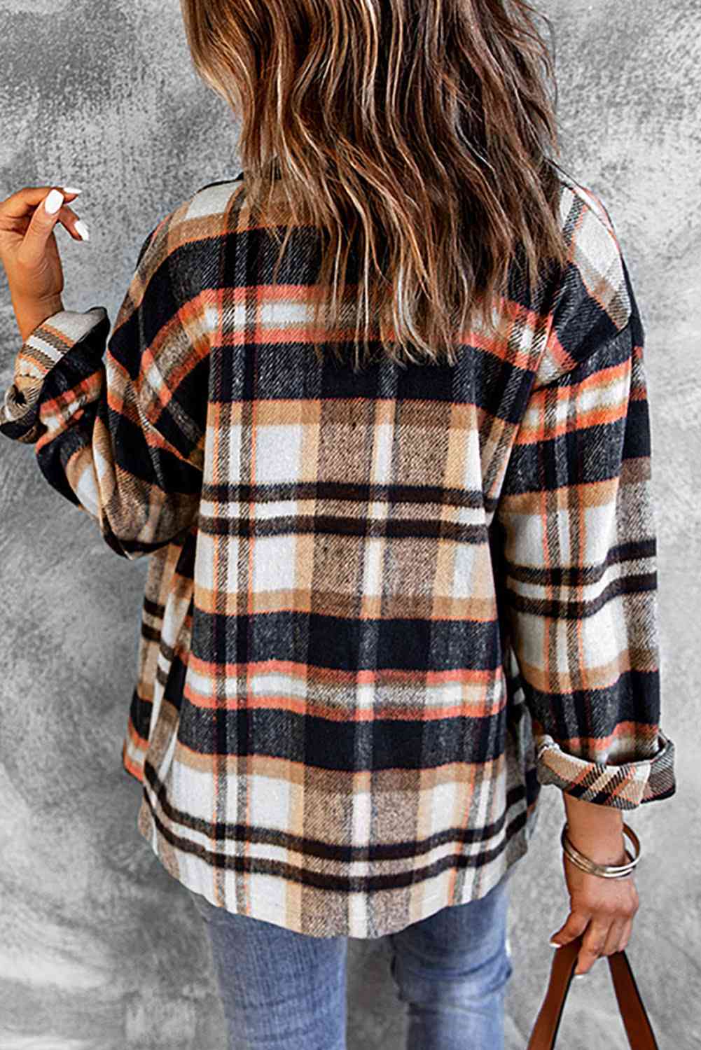 Women's Classic Plaid Button Front Shirt Jacket