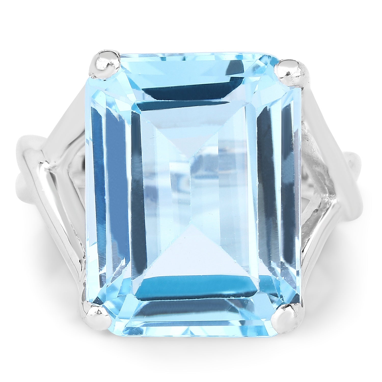 14.20 Carat Genuine Blue Topaz .925 Sterling Silver Ring