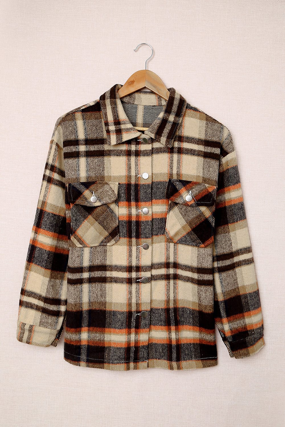 Brown Plaid Flannel Shacket | Button-Up Long Sleeve